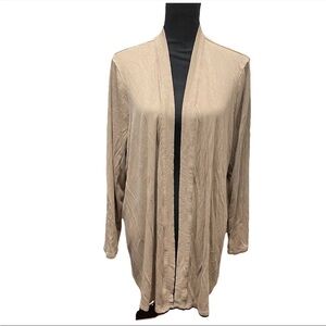 Chico's Size 4 or US  XXL Open Front Cardigan Sweater Ribbed Knit Neutral Tan